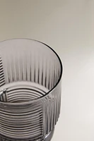 GLASS TUMBLER WITH LINE DESIGN