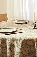 PLANT PRINT LINEN TABLECLOTH