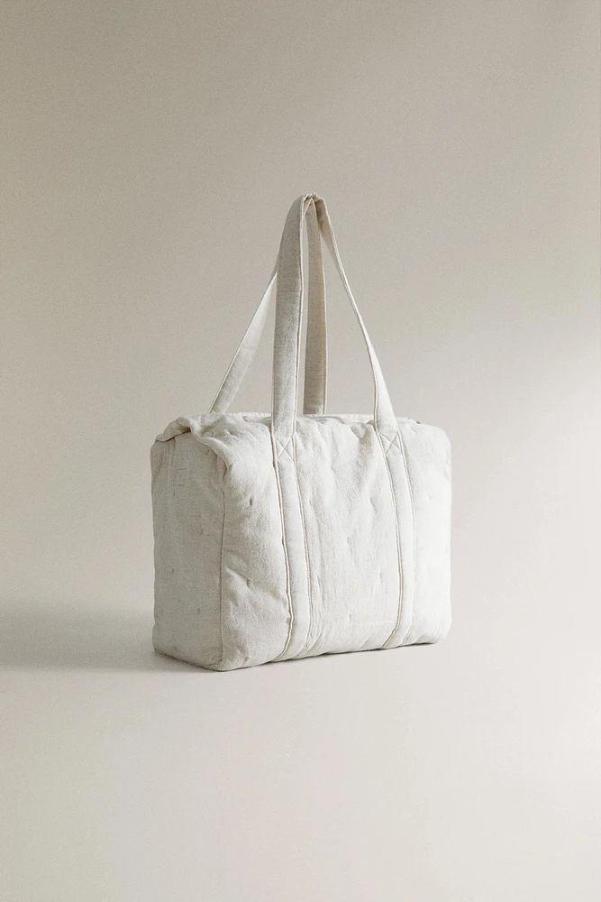 PLAIN LINEN POPLIN DIAPER BAG