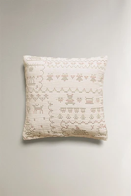 CHILDREN'S CHRISTMAS CROSS-STITCH COTTON BEDSPREAD THROW PILLOW COVER