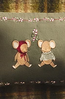 CHILDREN'S CHRISTMAS MOUSE THROW PILLOW COVER