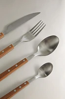 4-PIECE FLATWARE SET WITH WOODEN HANDLE