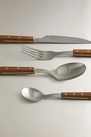 4-PIECE FLATWARE SET WITH WOODEN HANDLE