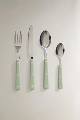 4-PIECE FLATWARE SET WITH PASTEL HANDLE