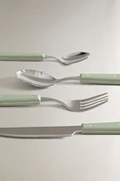 4-PIECE FLATWARE SET WITH PASTEL HANDLE