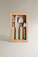 4-PIECE FLATWARE SET WITH PASTEL HANDLE