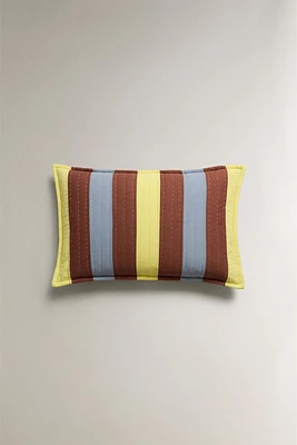 STRIPED PATCHWORK COTTON THROW PILLOW COVER x COLLAGERIE