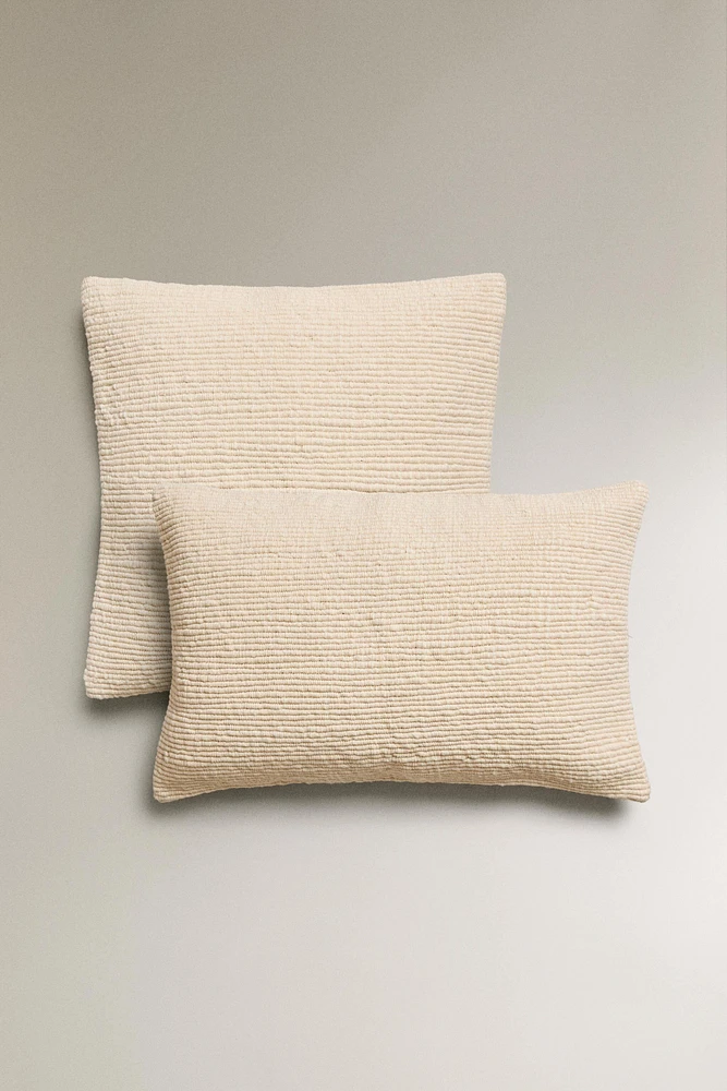 WOOL BLEND AND COTTON THROW PILLOW COVER