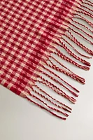 GINGHAM CHRISTMAS BLANKET WITH FRINGING