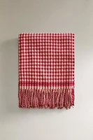 GINGHAM CHRISTMAS BLANKET WITH FRINGING