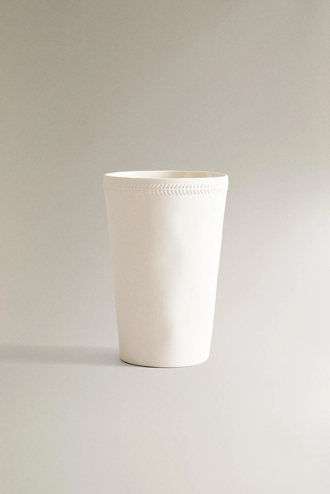 CERAMIC TOOTHBRUSH BORDER-DESIGN CUP