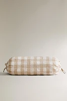 CHILDREN’S CHECK LINEN BOLSTER PILLOW