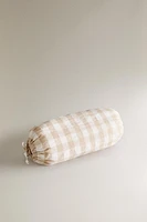 CHILDREN’S CHECK LINEN BOLSTER PILLOW