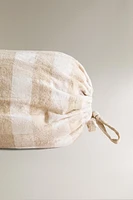 CHILDREN’S CHECK LINEN BOLSTER PILLOW