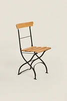 WOODEN AND METAL FOLDING CHAIR