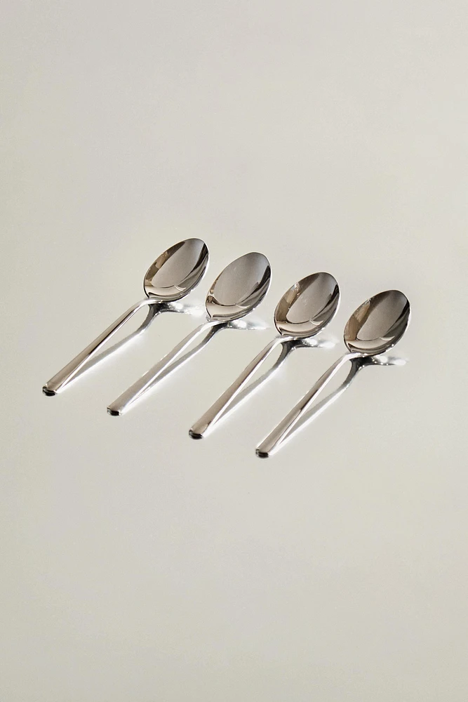 SET OF SHINY STEEL DESSERT SPOONS (SET OF 4)