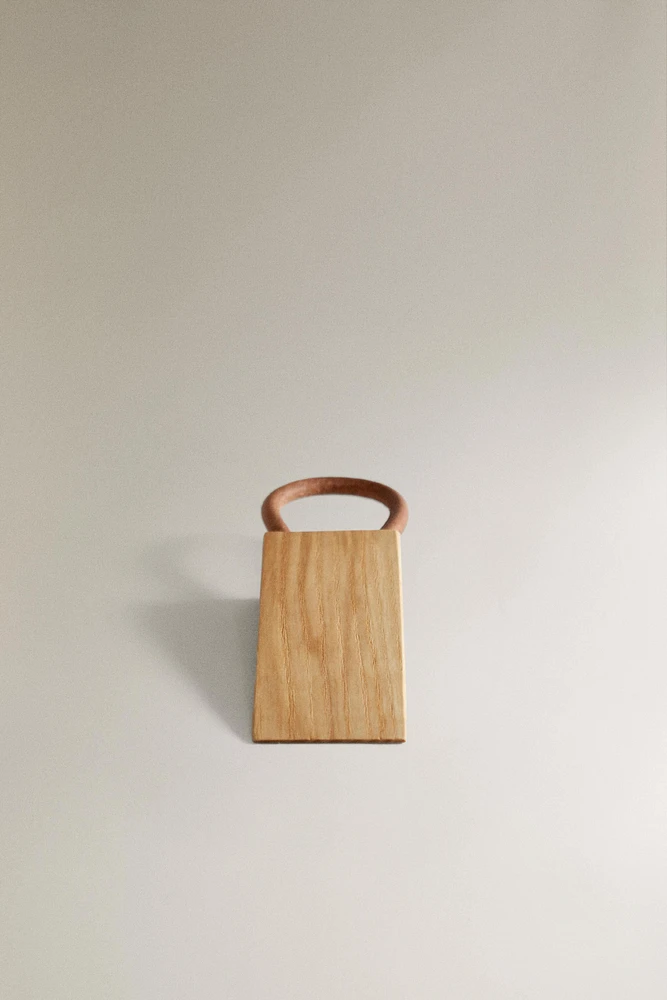 WOODEN LEATHER DOORSTOP