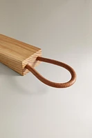 WOODEN LEATHER DOORSTOP