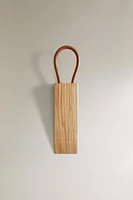 WOODEN LEATHER DOORSTOP