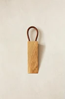 WOODEN LEATHER DOORSTOP