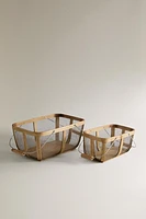 METAL BASKET WITH WOODEN HANDLE