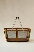 METAL BASKET WITH WOODEN HANDLE