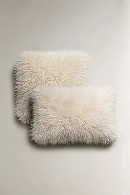 LONG FAUX FUR THROW PILLOW COVER