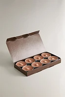 PACK OF SALTED CARAMEL SCENTED TEALIGHT CANDLES (PACK OF 8)