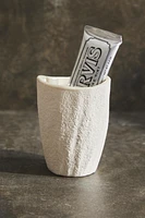 CERAMIC TEXTURED TOOTHBRUSH CUP