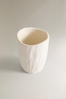 CERAMIC TEXTURED TOOTHBRUSH CUP