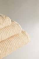 STRIPED WAFFLE-TEXTURE TOWEL