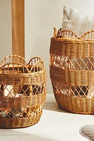 SCALLOPED RATTAN BASKET