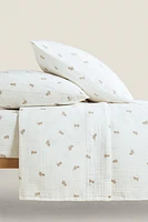 CHILDREN’S DONKEY PRINT MUSLIN FLAT SHEET