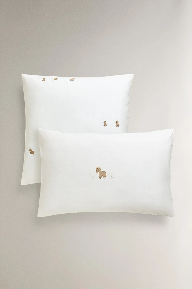 CHILDREN’S EMBROIDERED DONKEY PILLOWCASE