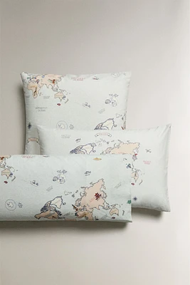 CHILDREN’S REVERSIBLE WORLD MAP PILLOWCASE