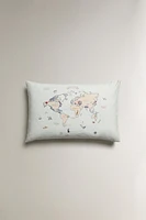 CHILDREN’S REVERSIBLE WORLD MAP PILLOWCASE