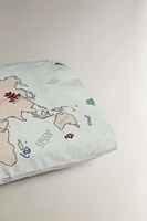 CHILDREN’S REVERSIBLE WORLD MAP PILLOWCASE