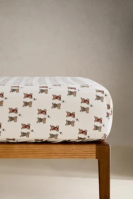 CHILDREN’S CHRISTMAS COTTON FITTED SHEET WITH LITTLE MICE