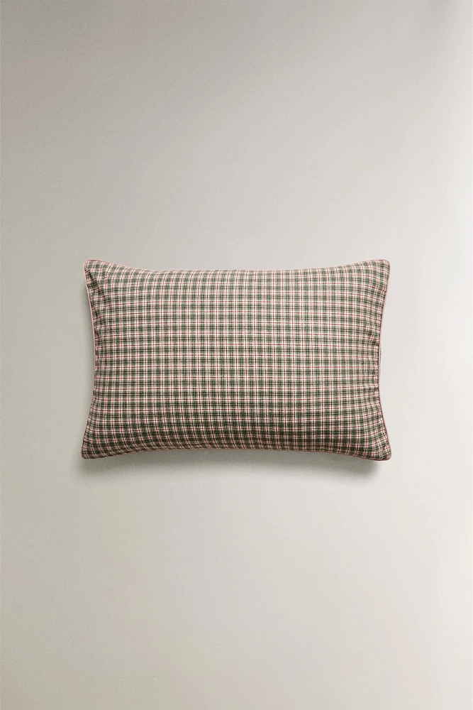 CHILDREN’S CHECK FLANNEL CHRISTMAS PILLOWCASE