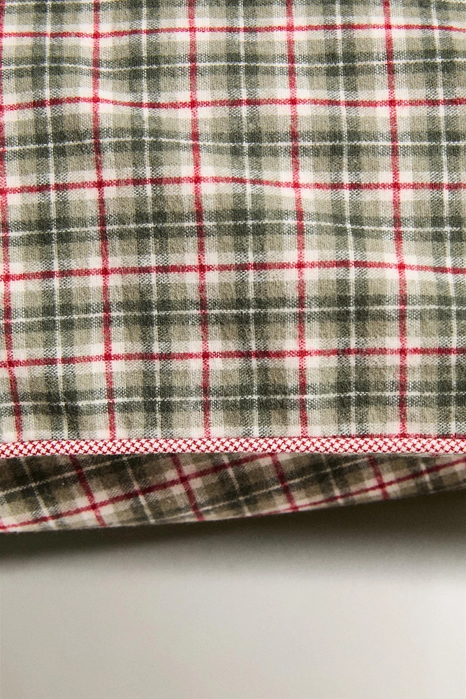 CHILDREN’S CHECK FLANNEL CHRISTMAS PILLOWCASE