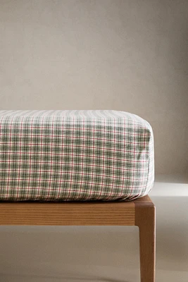 CHILDREN’S CHECK FLANNEL CHRISTMAS FITTED SHEET