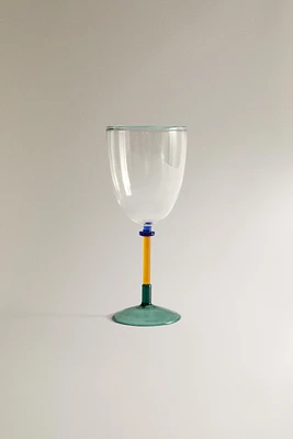 BOROSILICATE WINE GLASS WITH COLORED STEM