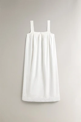 COTTON NIGHTGOWN WITH LACE TRIMS