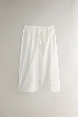 EMBROIDERED COTTON PANTS