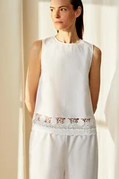 SLEEVELESS OPENWORK BLOUSE