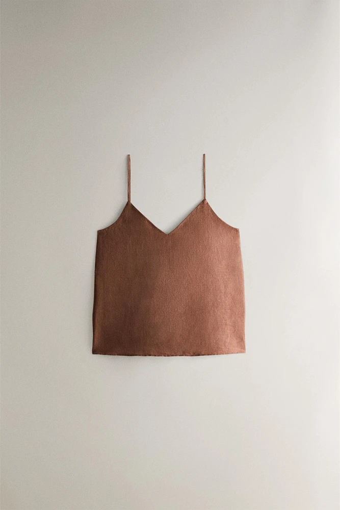 STRAPPY LINEN TOP