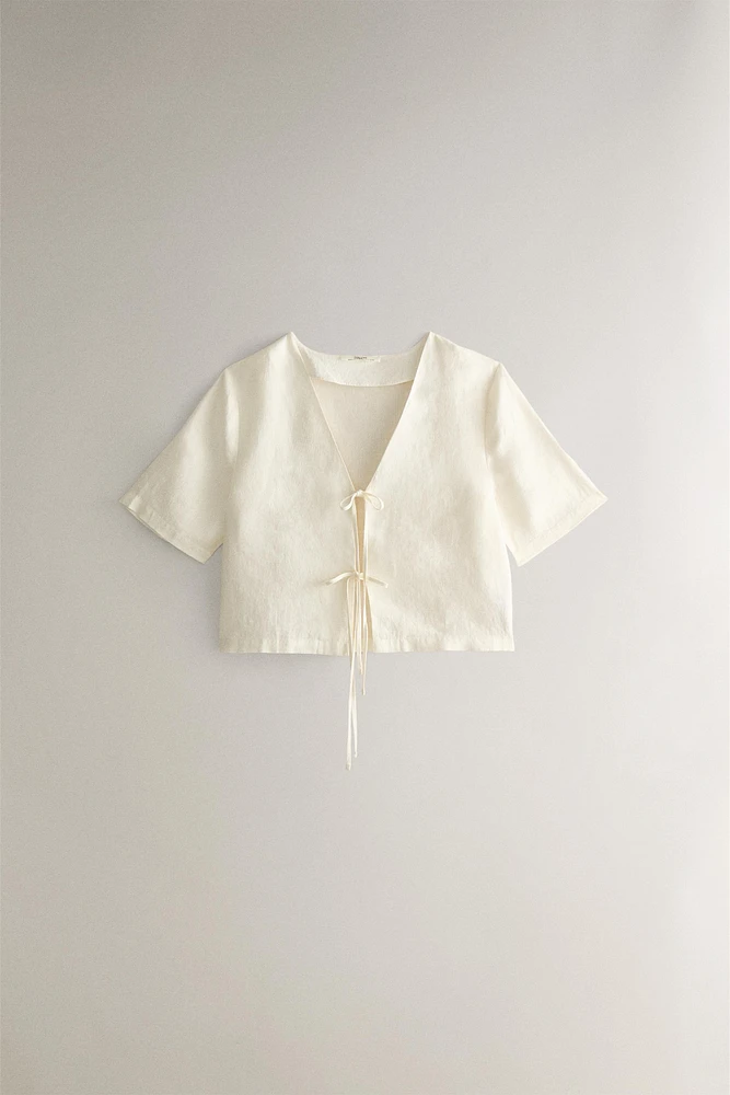 LINEN SHIRT WITH BOW