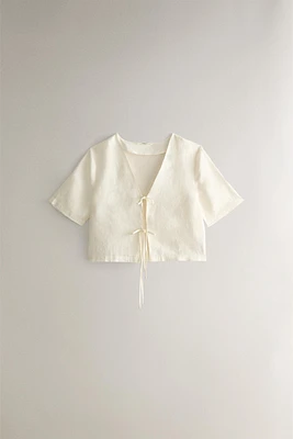 LINEN SHIRT WITH BOW