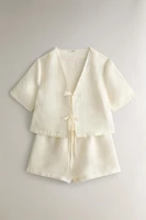 LINEN SHIRT WITH BOW