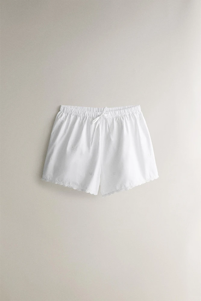 EMBROIDERED COTTON SHORTS